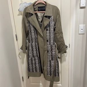 Snake skin print trench coat